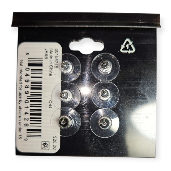 Anne Klein Cubic Zirconia Stud Earring Set, 3 Pairs, Silver, NWT - Picture 2 of 3